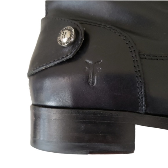 FRYE Melissa Button / Zip Back Leather Boots in Classic Black Size 6.5 - Picture 6 of 7